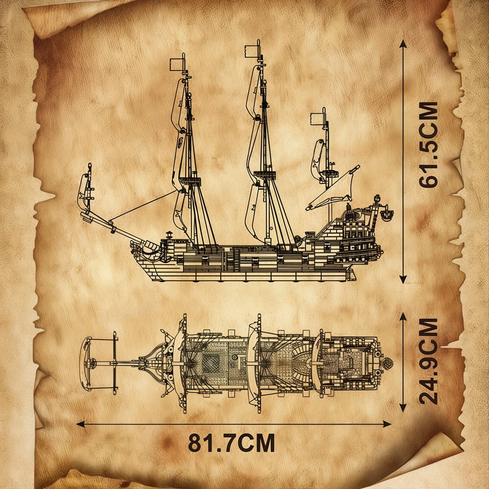 Barco pirata do caribe - Vela vermelha