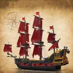 Barco pirata do caribe - Vela vermelha