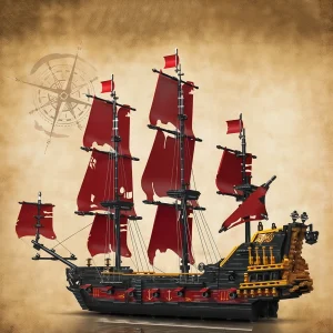 Barco pirata do caribe - Vela vermelha