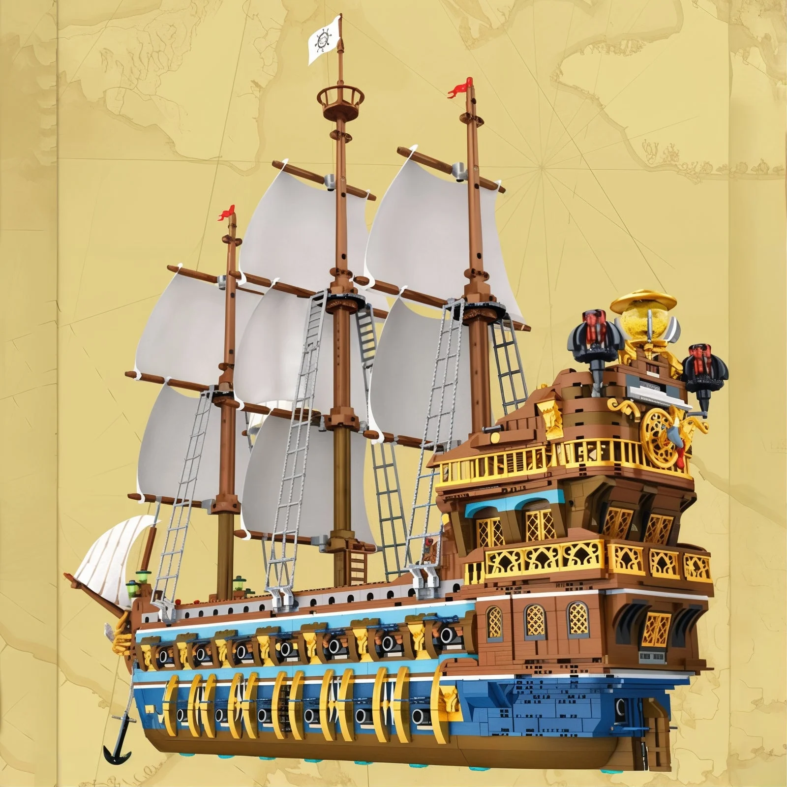 Barco pirata caribenho vela branca