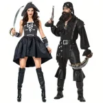 Fantasia de pirata homem e mulher