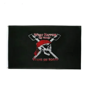 Bandeira Pirata - O Que Acontece A Bordo Fica A Bordo (Inglês)