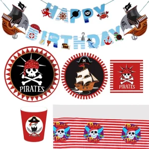 Decoração Pratos Descartáveis Pirata Aniversário do Capitão