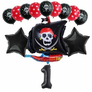 Kit de Balões de Aniversário Decoração Pirata Pretos