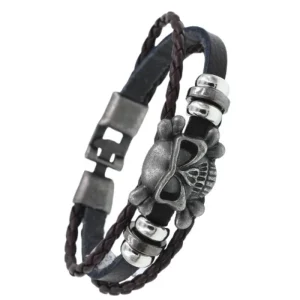 Bracelete Pirata - Jolly Roger (Couro)