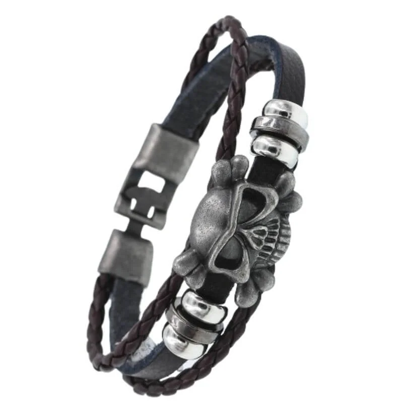 Bracelete Pirata - Jolly Roger (Couro)