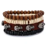 Bracelete Pirata - Cabeça de Morte (Couro)