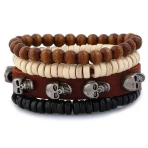 Bracelete Pirata - Cabeça de Morte (Couro)