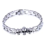 Bracelete Pirata - Três Caveiras (Aço)