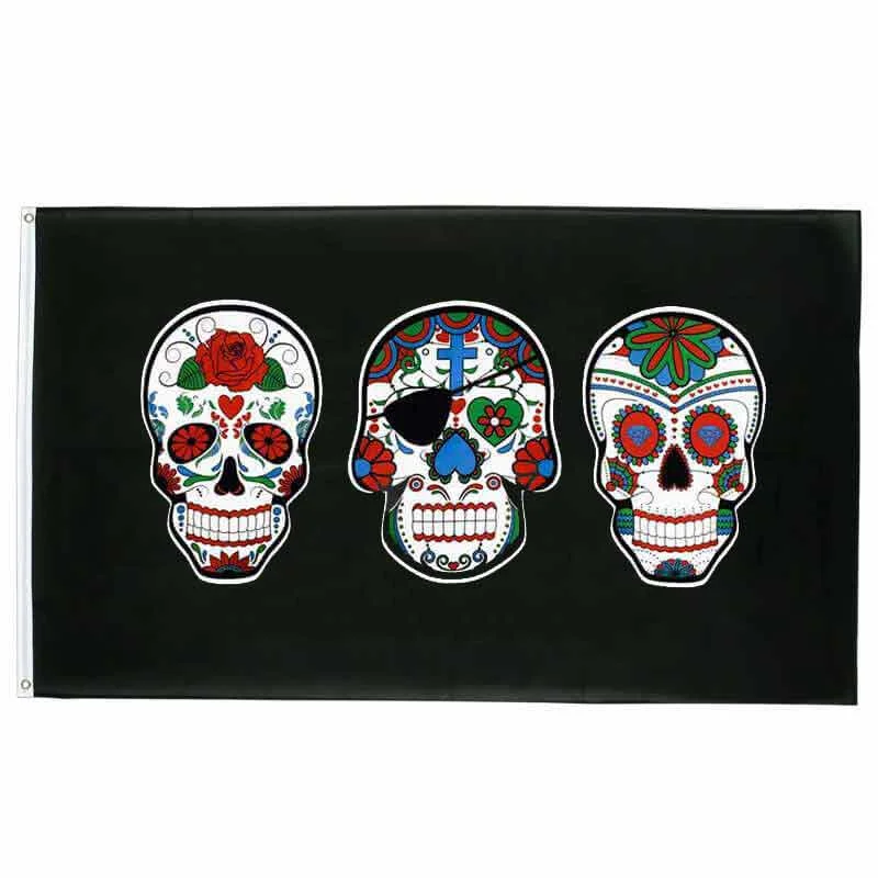 Bandeira Pirata Caveira Barco Santa Muerte