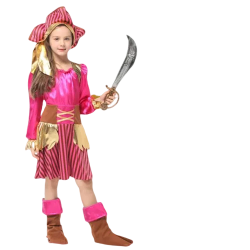 Fantasia de Pirata Menina - Rosa Ultra