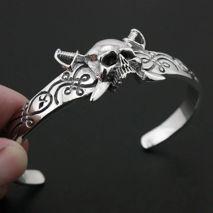 Bracelete Pirata - Caveira Dupla Sabres - Image 5