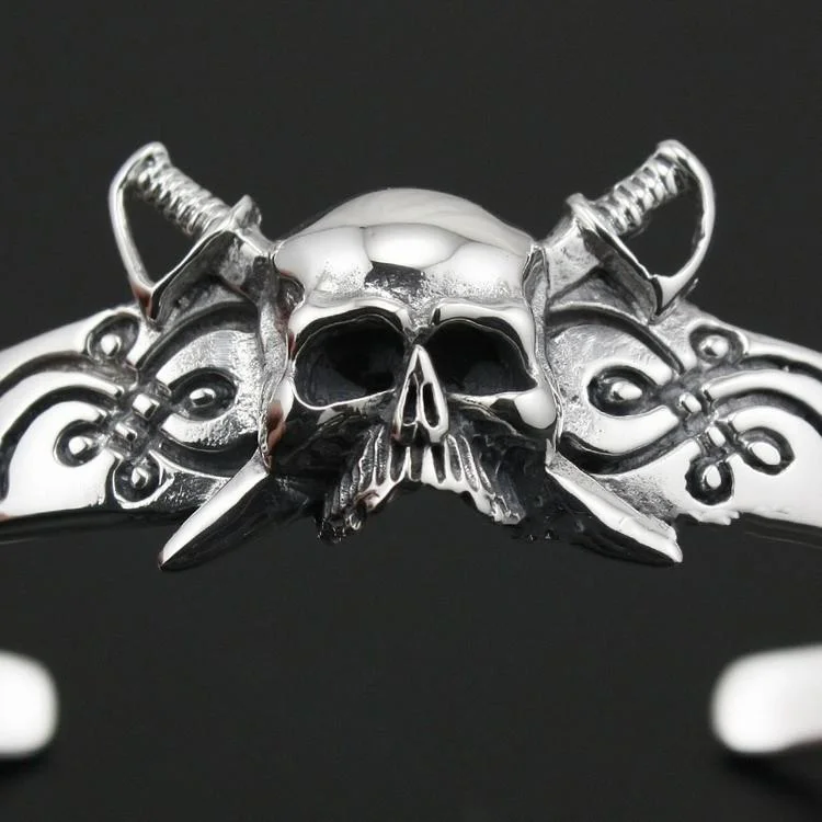 Bracelete Pirata - Caveira Dupla Sabres - Image 4