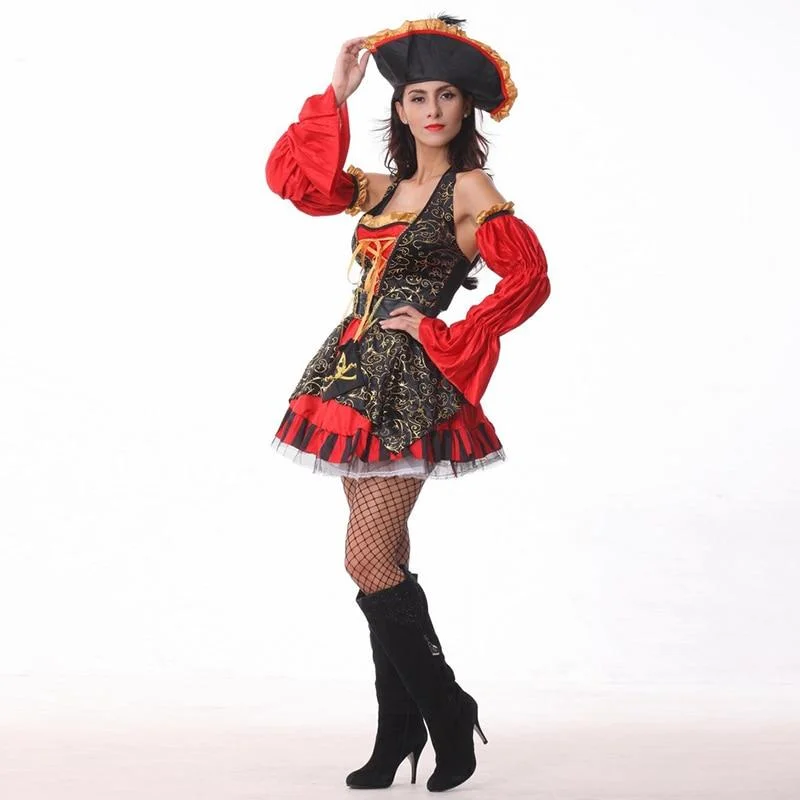 Fantasia Pirata Mulher - Vermelho Caribenho
