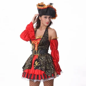 Fantasia Pirata Mulher - Vermelho Caribenho