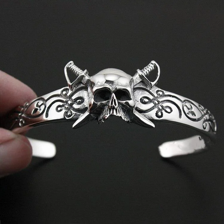 Bracelete Pirata - Caveira Dupla Sabres - Image 2