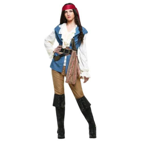 Fantasia Pirata Mulher - Azul do Caribe (Tamanho L)