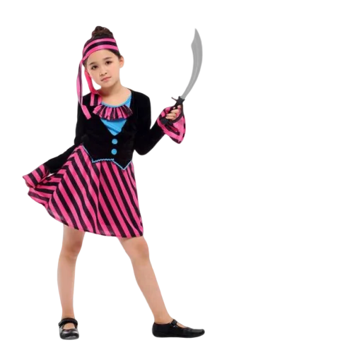 Fantasia de Pirata Menina - Rosa & Preto