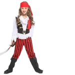 Fantasia de Pirata Menina<br>Vermelho & Preto