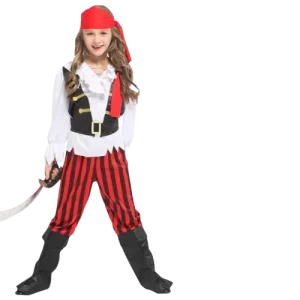 Fantasia de Pirata Menina<br>Vermelho & Preto