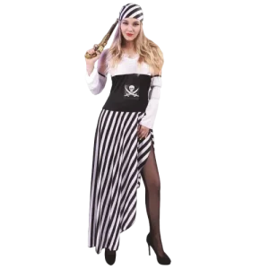 Fantasia Pirata Mulher - Preto & Branco ( XS )